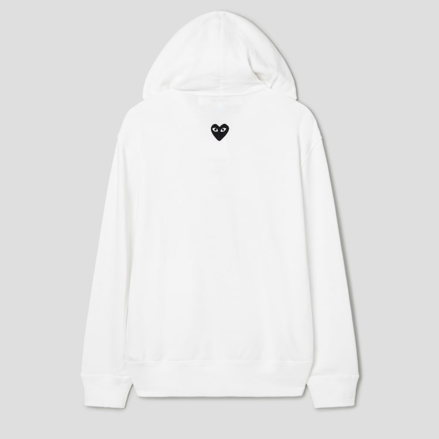 PLAY COMME des GARÇONS (Унисекс) Black Heart Wappen Zip-up Hoodie – White