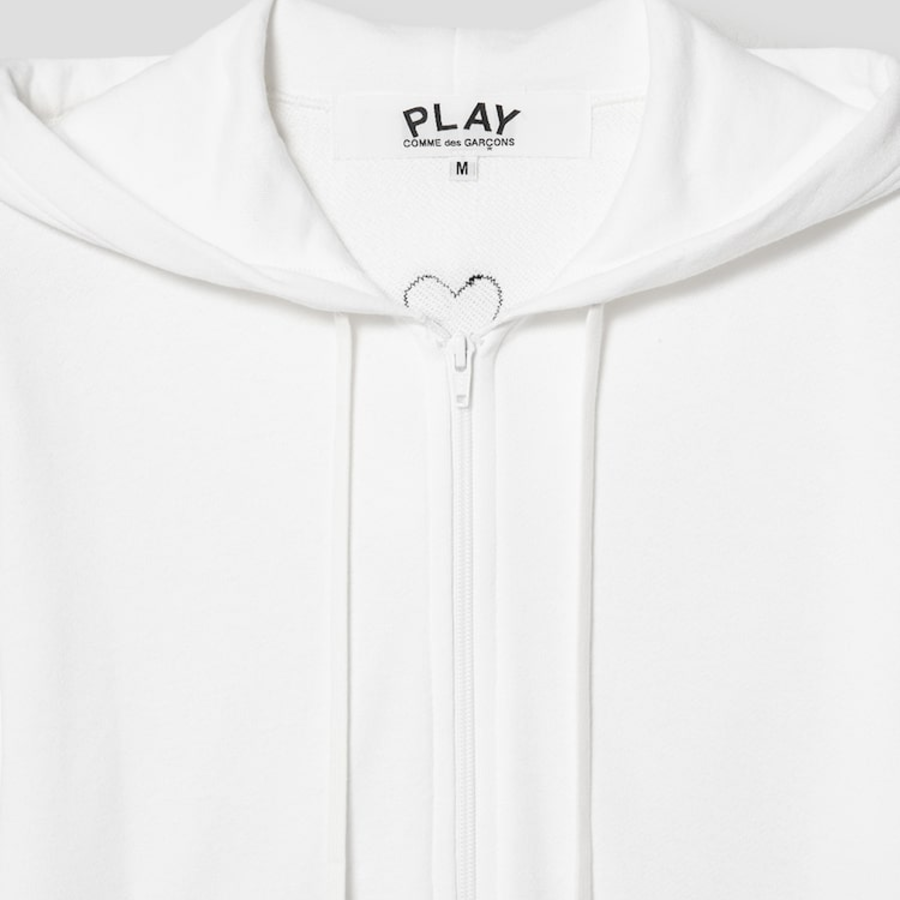 PLAY COMME des GARÇONS (Унисекс) Black Heart Wappen Zip-up Hoodie – White
