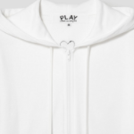 PLAY COMME des GARÇONS (Унисекс) Black Heart Wappen Zip-up Hoodie – White