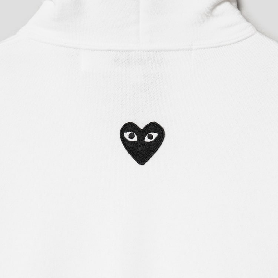 PLAY COMME des GARÇONS (Унисекс) Black Heart Wappen Zip-up Hoodie – White