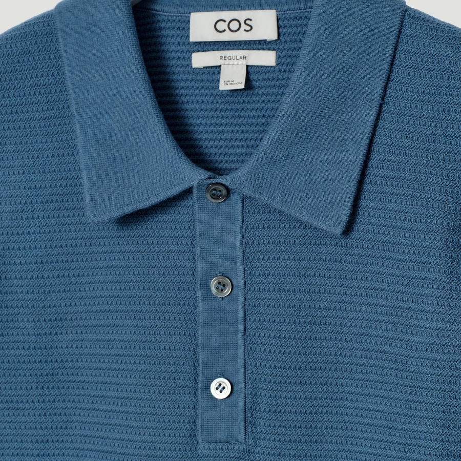 COS – Textured Knit Cotton Polo Shirt