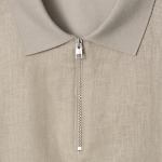 COS – Contrast Panel Linen Half-Zip Polo Shirt