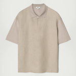 COS – Contrast Panel Linen Half-Zip Polo Shirt