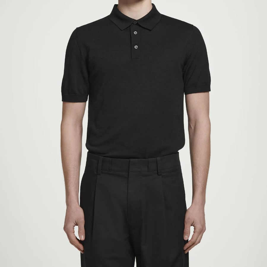 COS Slim Knitted Silk Polo Shirt