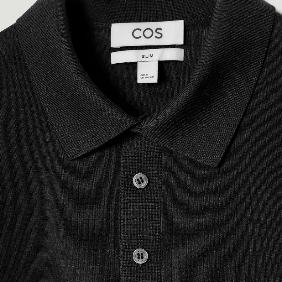 COS Slim Knitted Silk Polo Shirt