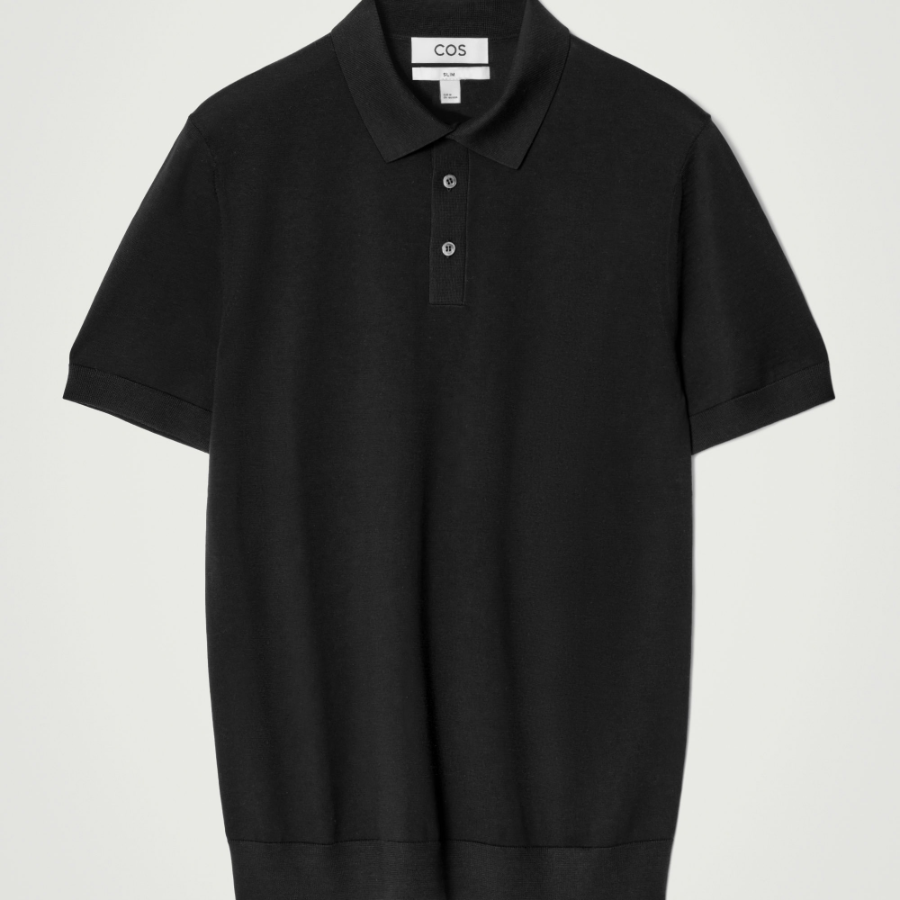 COS Slim Knitted Silk Polo Shirt