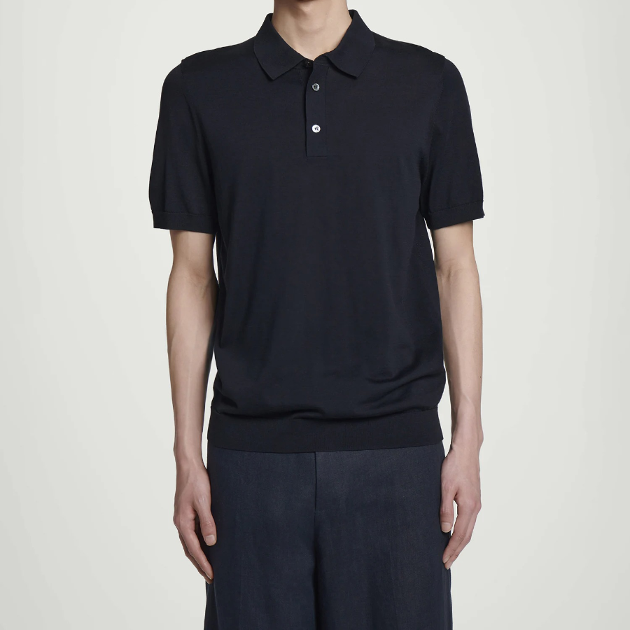 COS Slim Knitted Silk Polo Shirt