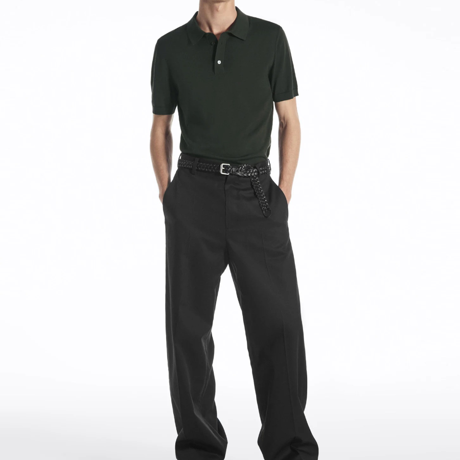 COS Slim Knit Silk Polo Shirt