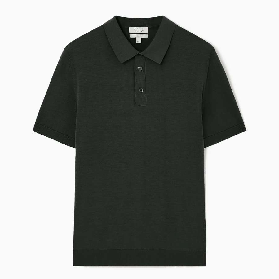 COS Slim Knit Silk Polo Shirt