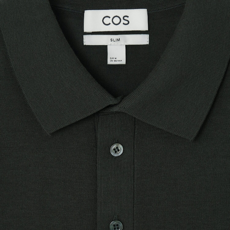 COS Slim Knit Silk Polo Shirt