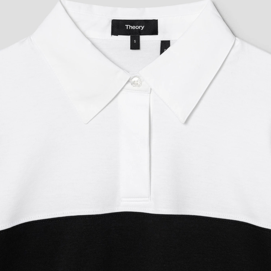 Theory Women Clinton Knit Crop Rugby Tee - White