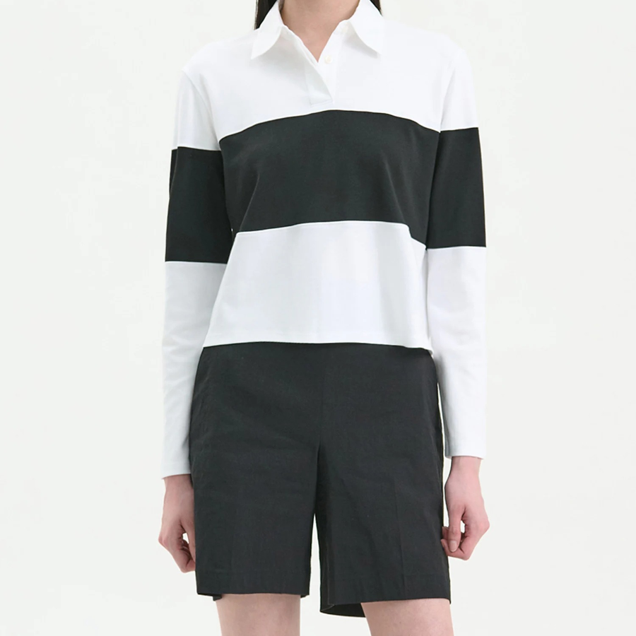 Theory Women Clinton Knit Crop Rugby Tee - White