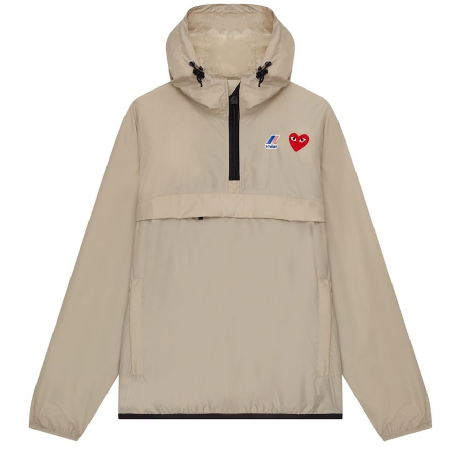 PLAY COMME DES GARÇONS (Unisex) K-Way Leon Half Zip Packable Anorak – Beige