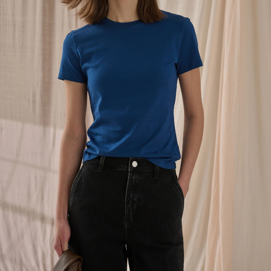 Theory Women Apex Cotton Tiny Tee - Sapphire