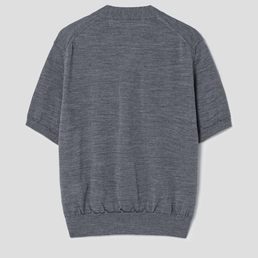 PLAY COMME DES GARÇONS (Unisex) Red Wappen Short Sleeve V-neck Cardigan – Grey