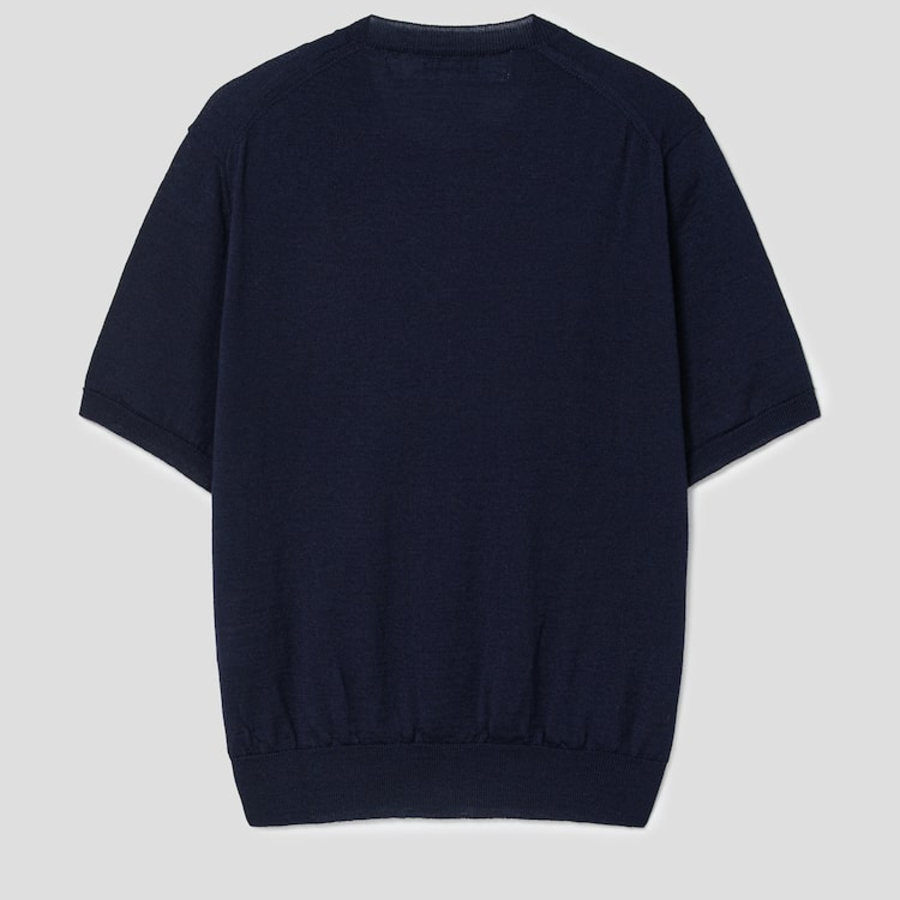 PLAY COMME DES GARÇONS (Unisex) Red Heart Wappen Short Sleeve Cardigan – Navy