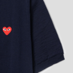 PLAY COMME DES GARÇONS (Unisex) Red Heart Wappen Short Sleeve Cardigan – Navy