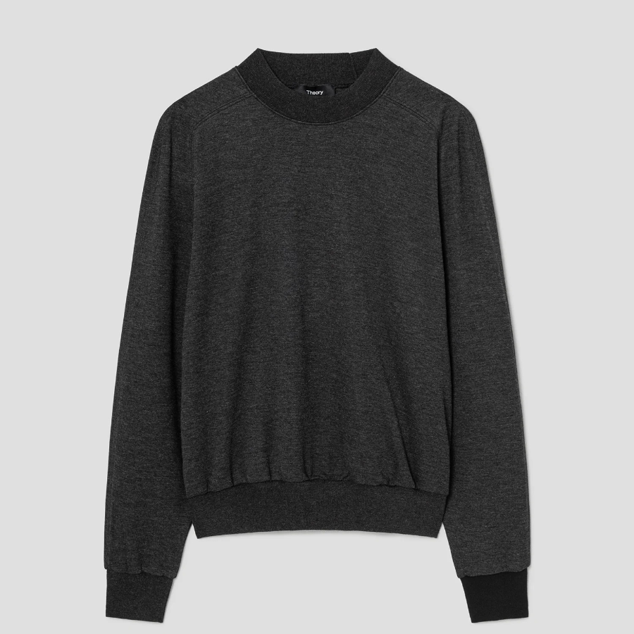 Theory Women Interlock Light Karenia Blouson Tee - Charcoal Melange