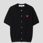 PLAY COMME DES GARÇONS (Unisex) Red Heart Wappen Short Sleeve Cardigan – Black