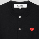 PLAY COMME DES GARÇONS (Unisex) Red Heart Wappen Short Sleeve Cardigan – Black