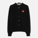 PLAY COMME DES GARÇONS (Unisex) Red Heart Wappen Cardigan – Black