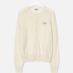 PLAY COMME DES GARÇONS (Unisex) White Heart Wappen Cardigan – White