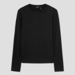 Theory Women Apex Cotton Long Sleeve Tiny Tee - Black