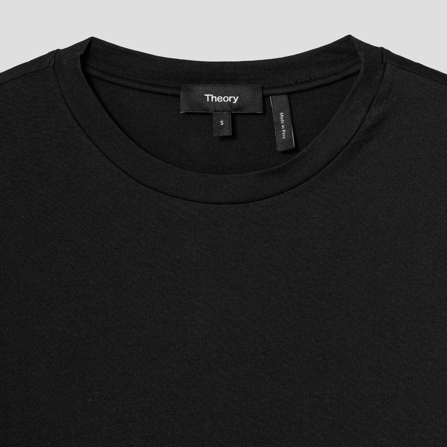 Theory Women Apex Cotton Long Sleeve Tiny Tee - Black