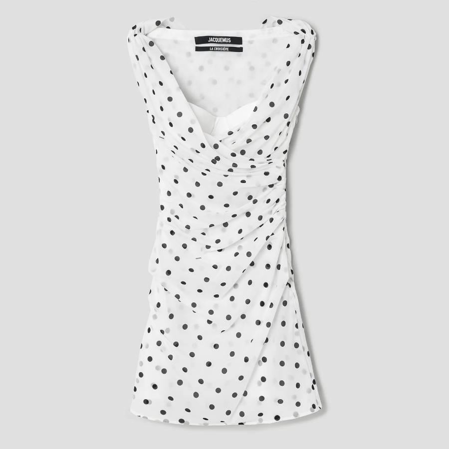 JACQUEMUS La Robe Rita - Print Dots Logo White/B