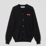 PLAY COMME DES GARÇONS (Unisex) Double Heart Wappen Cardigan – Black