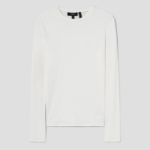 Theory Women Ribbed Viscose Long Sleeve Tiny Tee - Ivory