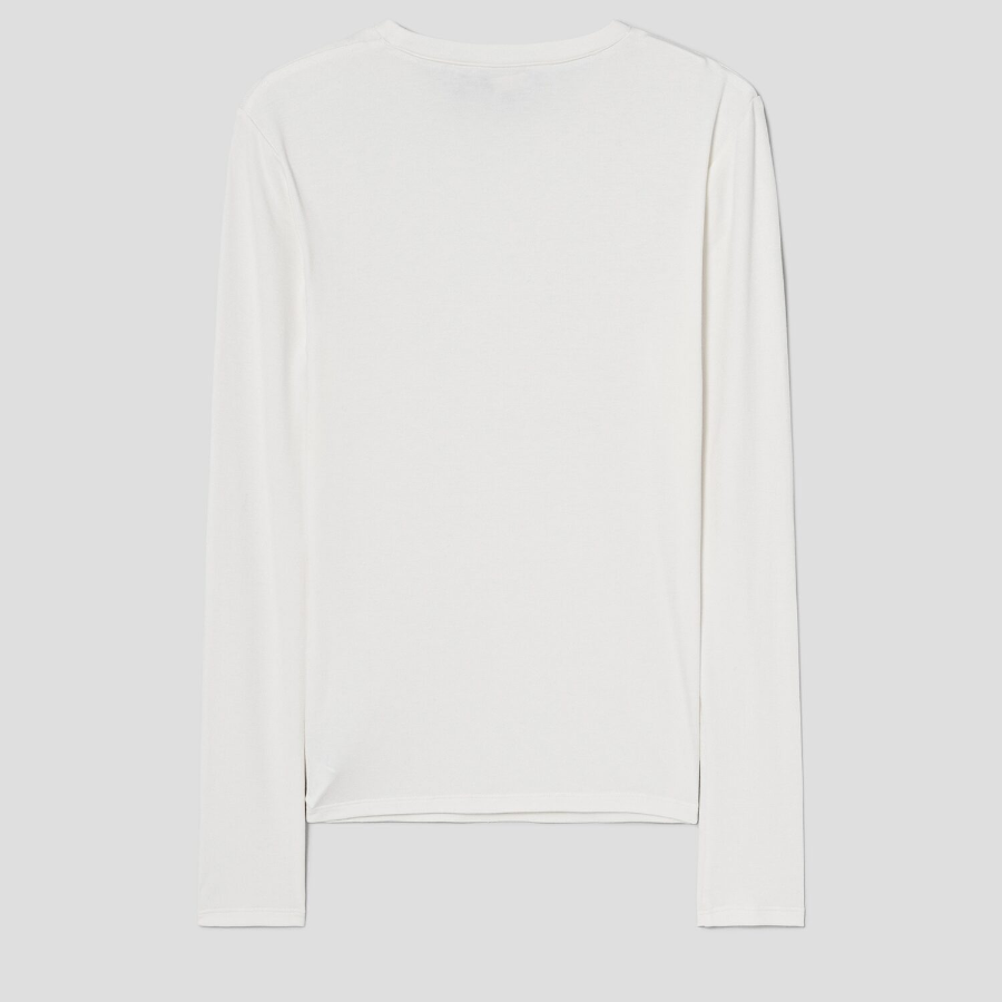 Theory Women Ribbed Viscose Long Sleeve Tiny Tee - Ivory