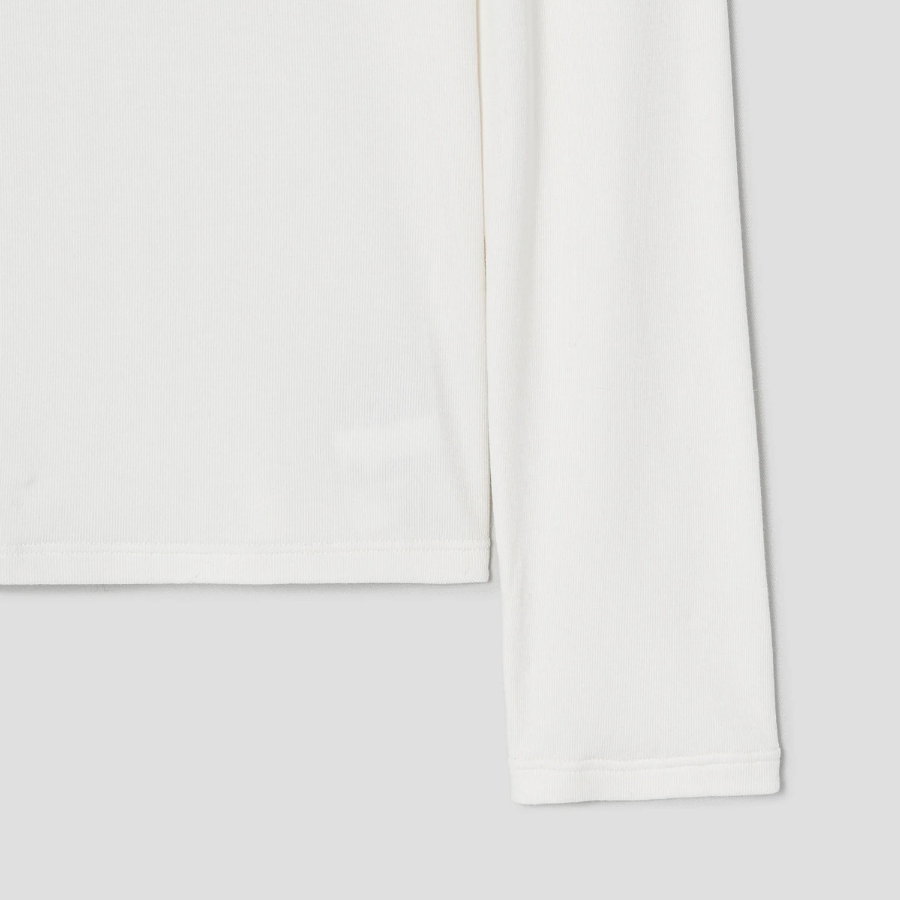 Theory Women Ribbed Viscose Long Sleeve Tiny Tee - Ivory