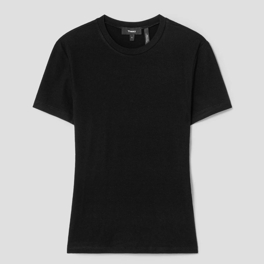 Theory Women Ribbed Viscose Tiny Tee - Black
