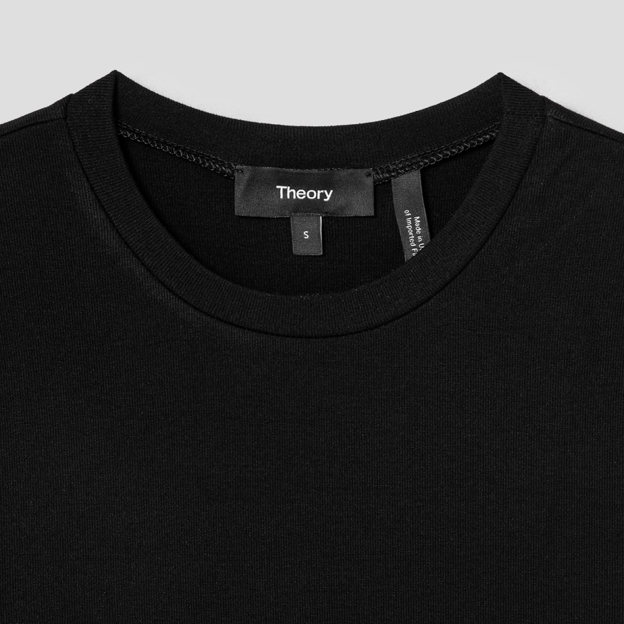 Theory Women Ribbed Viscose Tiny Tee - Black