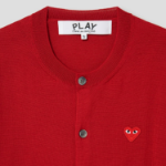 PLAY COMME DES GARÇONS (Unisex) Red Heart Wappen Short Sleeve Cardigan – Red