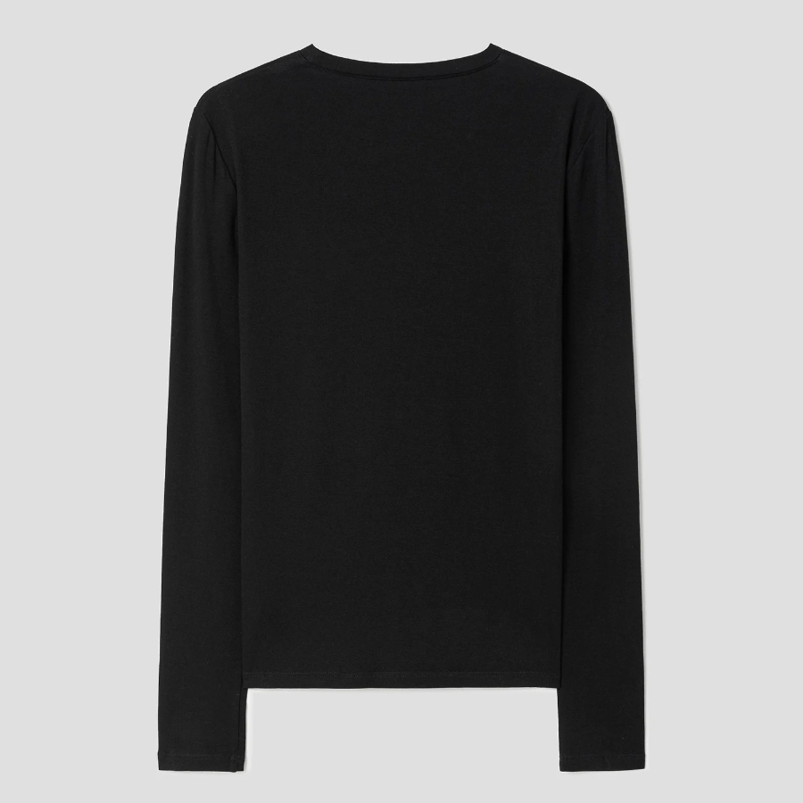 1Theory Women Ribbed Viscose Long Sleeve Tiny Tee - Black