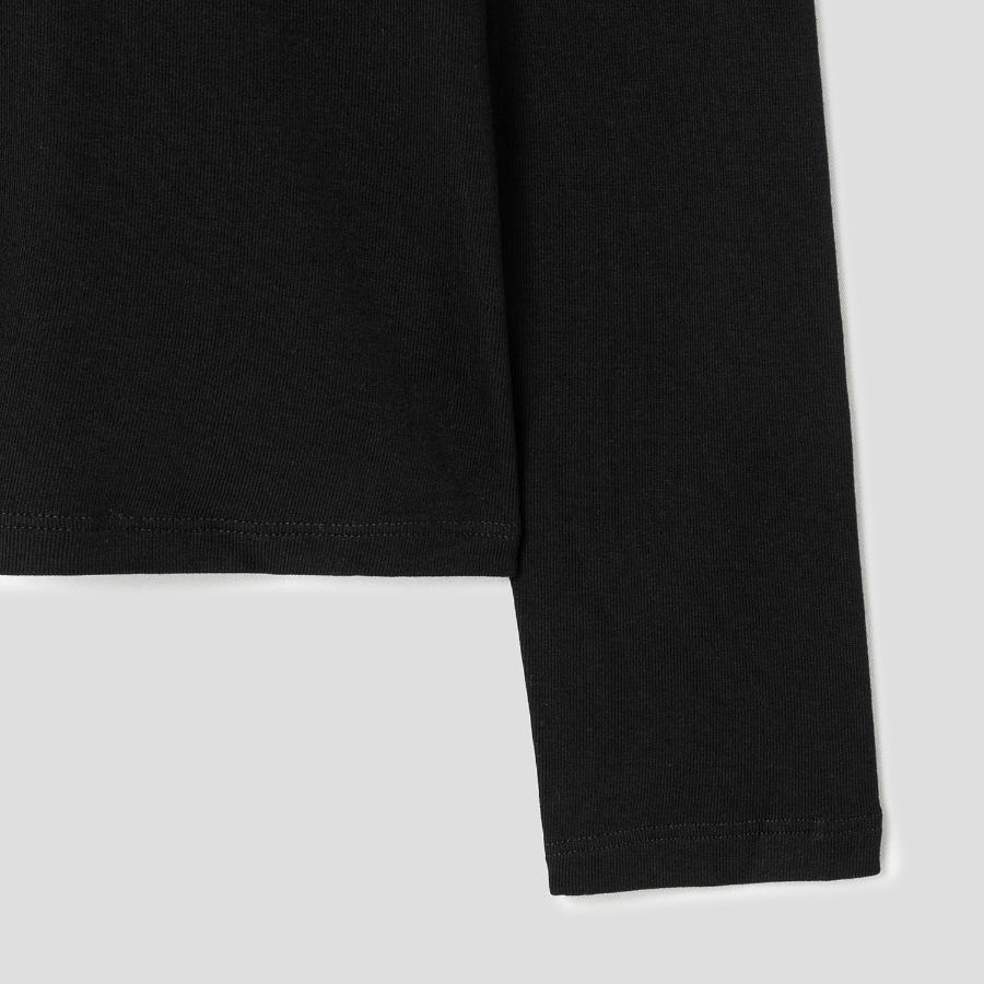 1Theory Women Ribbed Viscose Long Sleeve Tiny Tee - Black