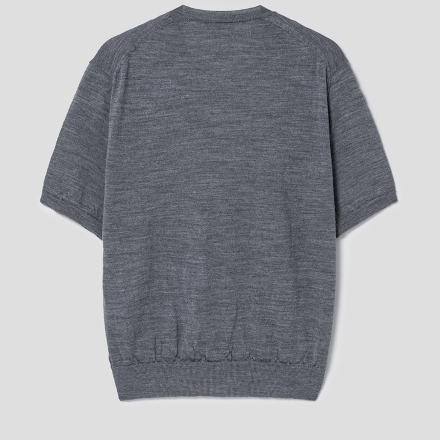 PLAY COMME DES GARÇONS (Unisex) Red Heart Wappen Short Sleeve Cardigan – Grey