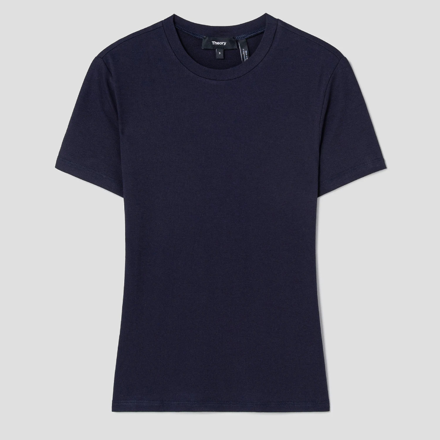 Theory Women Ribbed Viscose Tiny Tee - Deep Navy