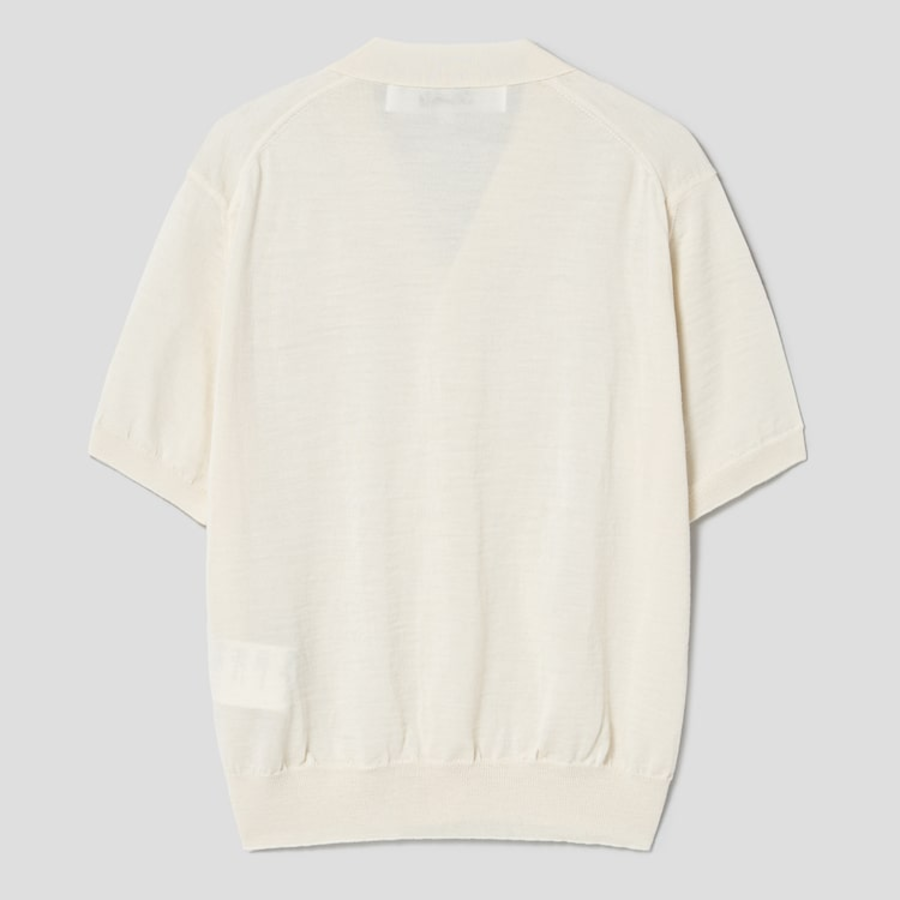 PLAY COMME DES GARÇONS (Unisex) Red Wappen Short Sleeve V-neck Cardigan – White