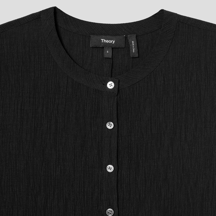 Theory Women Willow Crepe Sleeveless Henley Dress - Black