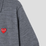 PLAY COMME DES GARÇONS (Unisex) Red Heart Wappen Short Sleeve Polo Knit – Grey