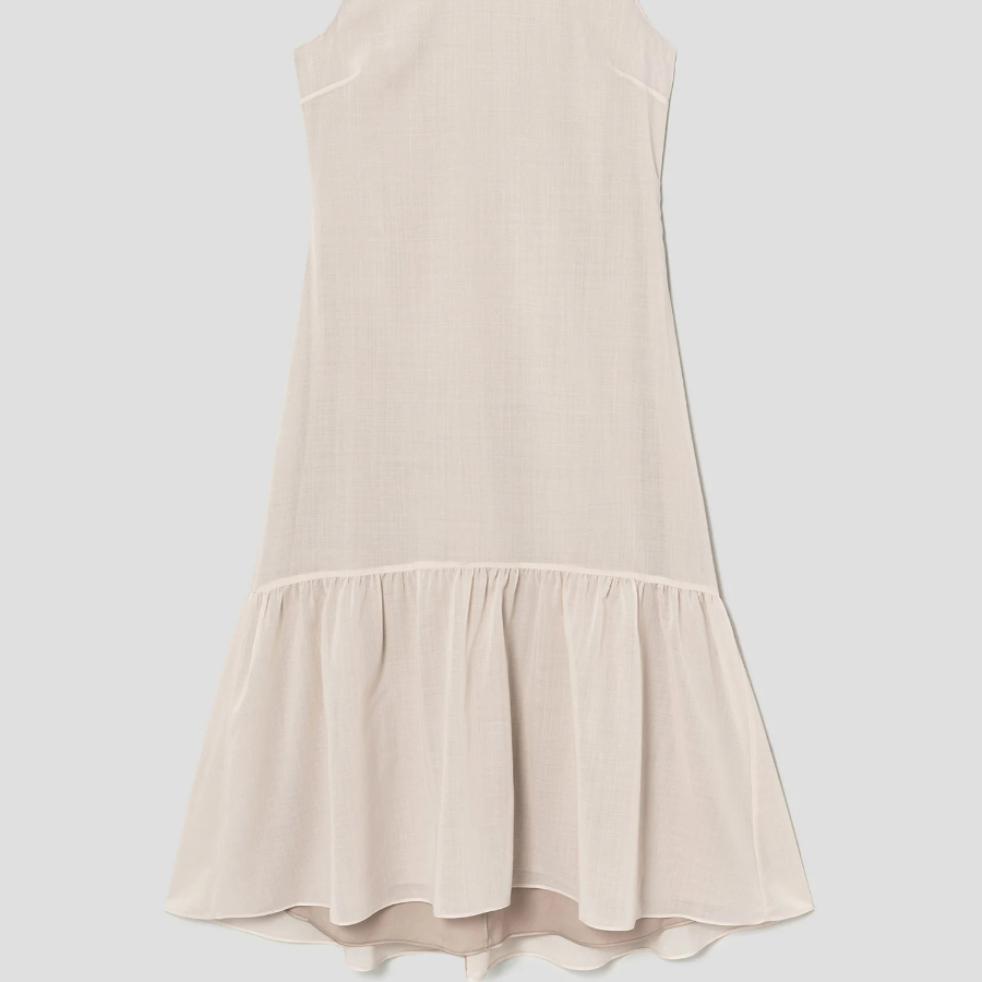 Theory Women Lightweight Wool Tier Tie Neck Dress - Sand