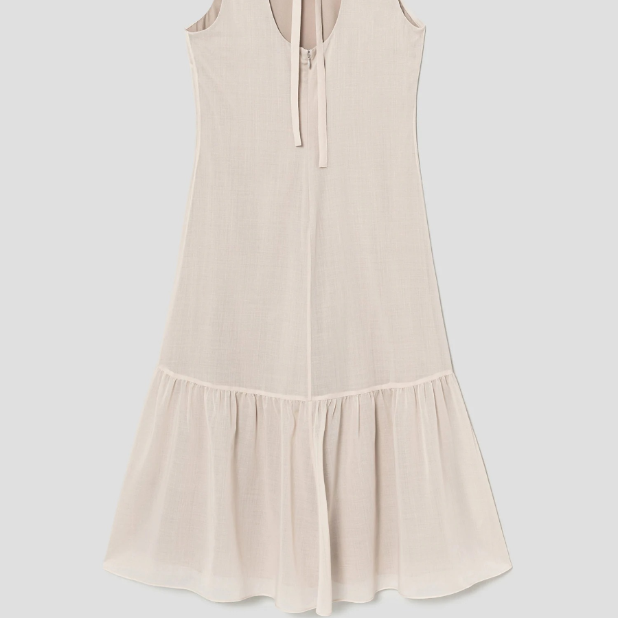 Theory Women Lightweight Wool Tier Tie Neck Dress - Sand