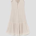 Theory Women Lightweight Wool Tier Tie Neck Dress - Sand