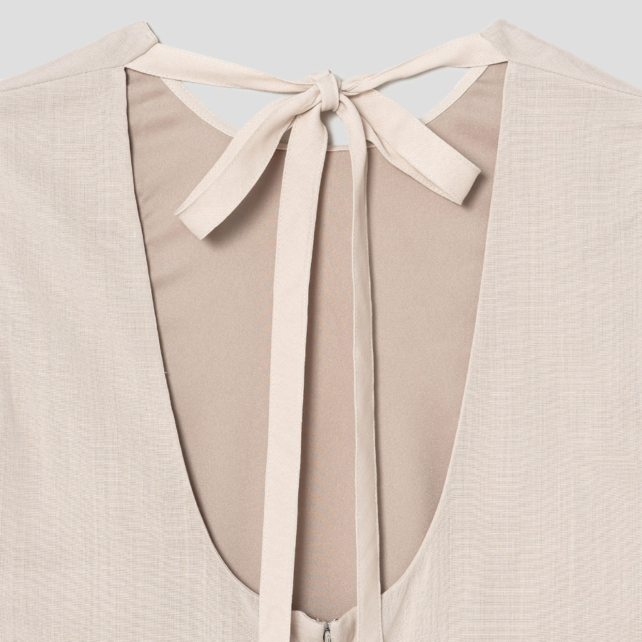 Theory Women Lightweight Wool Tier Tie Neck Dress - Sand