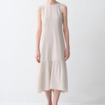 Theory Women Lightweight Wool Tier Tie Neck Dress - Sand
