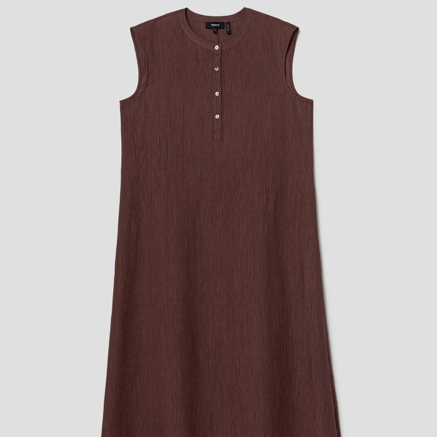 Theory Women Willow Crepe Sleeveless Henley Dress - Marron