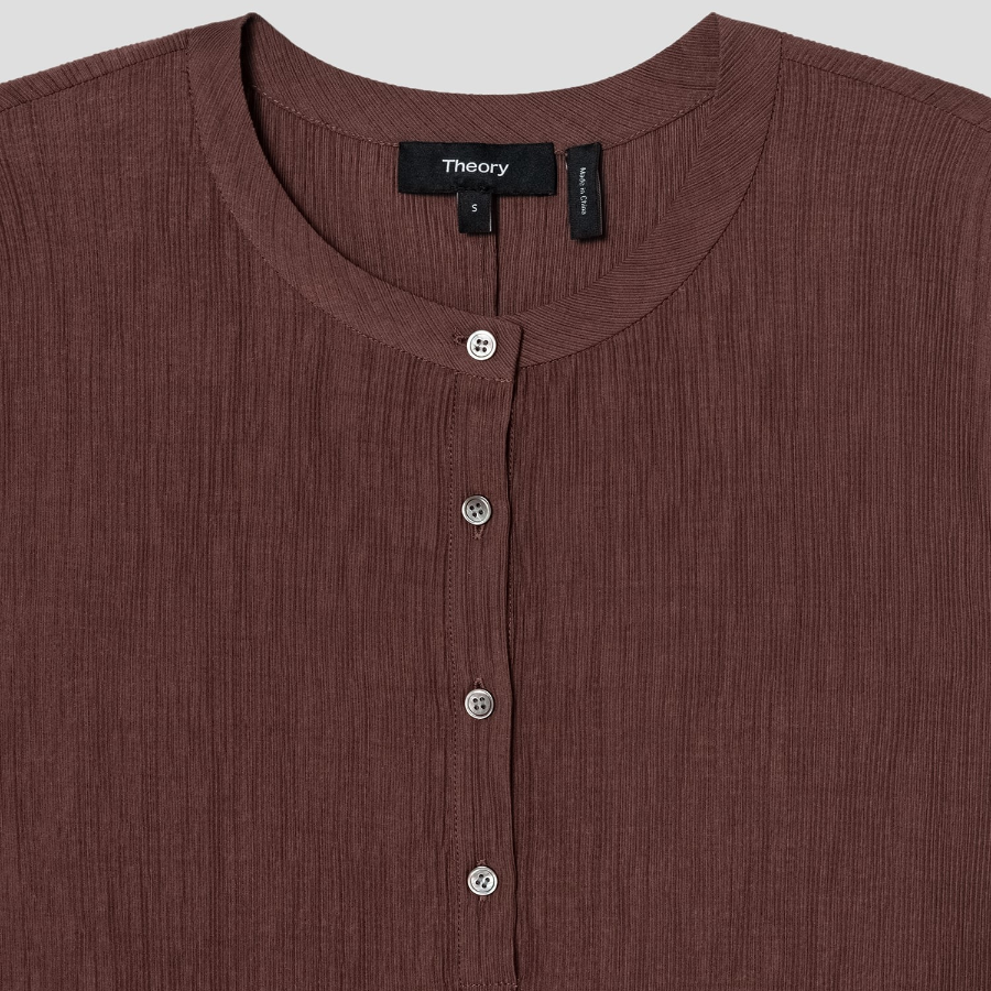 Theory Women Willow Crepe Sleeveless Henley Dress - Marron